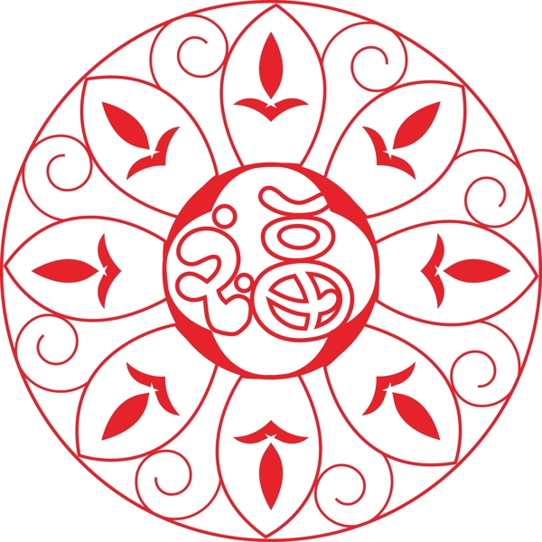 中国红色窗花剪纸装饰素材底纹背景图案