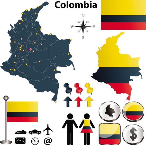 哥伦比亚地图国旗