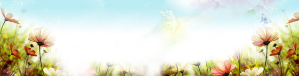 淘寶女鞋夢幻背景banner花朵花叢