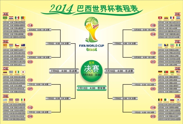 2014世界杯赛程图图片