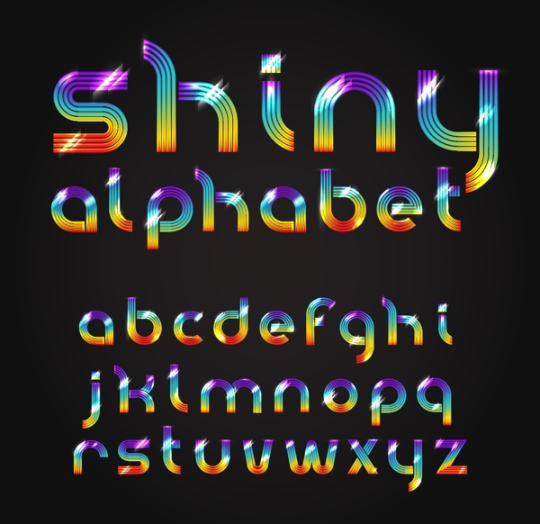 霓虹燈光英文字母藝術(shù)字矢量素材