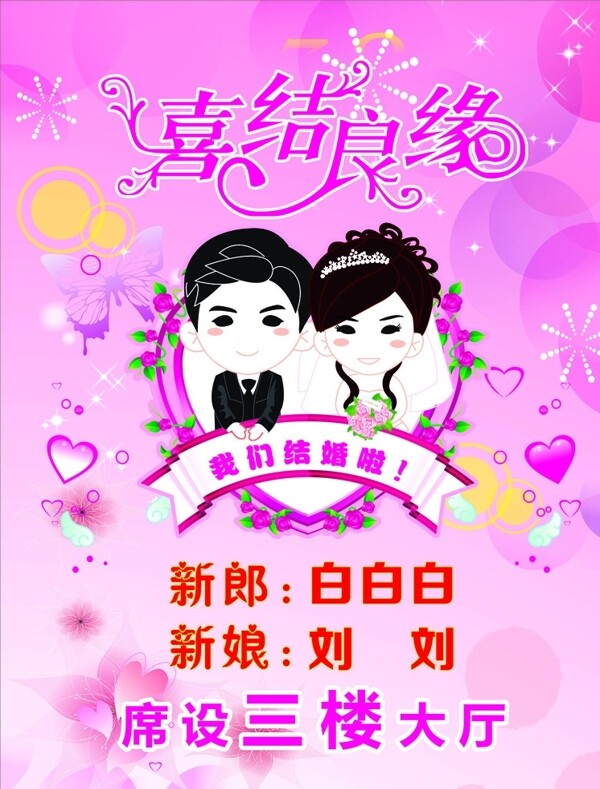 結(jié)婚喜結(jié)良緣水牌海報(bào)