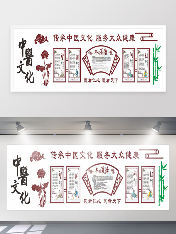 傳承中醫(yī)文化服務(wù)大眾健康中醫(yī)文化背景墻海報(bào)