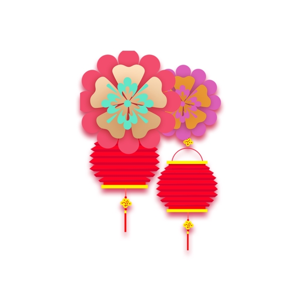 燈籠和花裝飾圖案