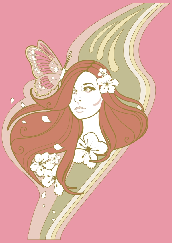 潮流懷舊女性插畫