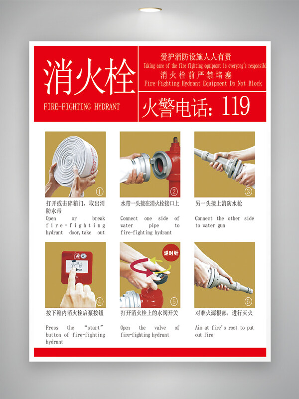 消火栓使用方法說(shuō)明海報(bào)