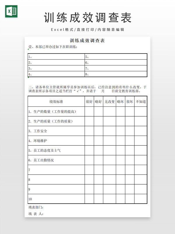 訓(xùn)練成效調(diào)查表