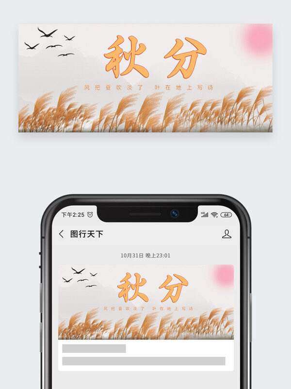 傳統(tǒng)節(jié)氣文化秋分飛鳥剪影新媒體公眾號(hào)頭圖