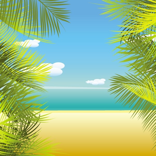 棕櫚葉夏季背景矢量