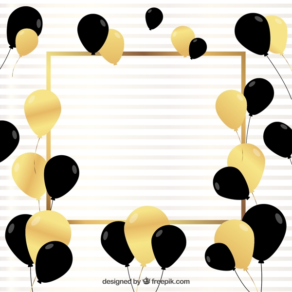 黑色和金色气球框架图片