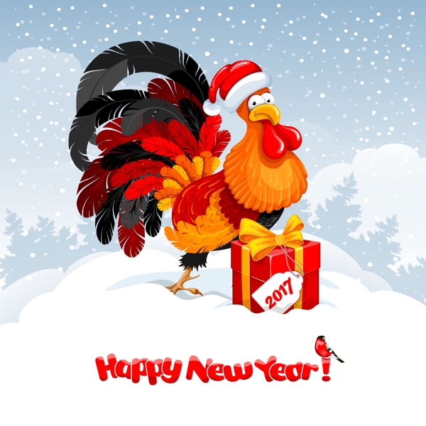 雞年圣誕節(jié)新年矢量素材