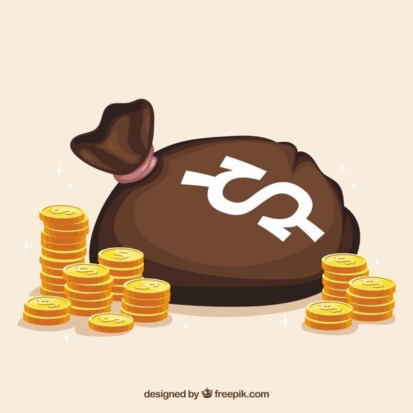 錢袋金幣插圖背景