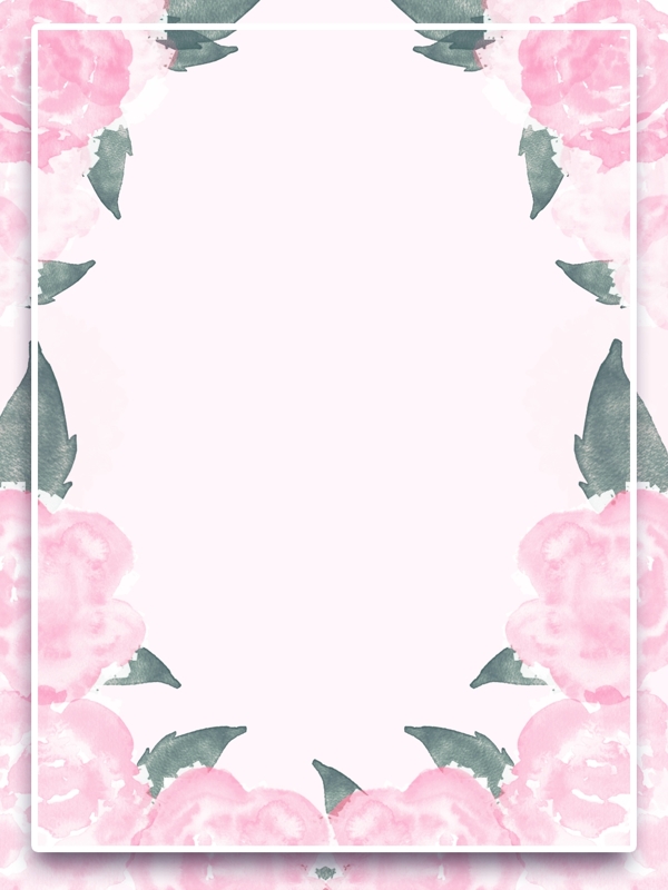 全原创手绘粉色月季秋季花朵海报背景