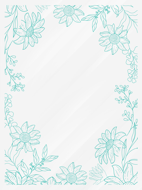 手绘线条花卉边框花纹