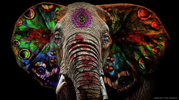彩绘大象野生动物背景