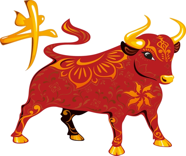 牛年中国风传统春节新年矢量素材