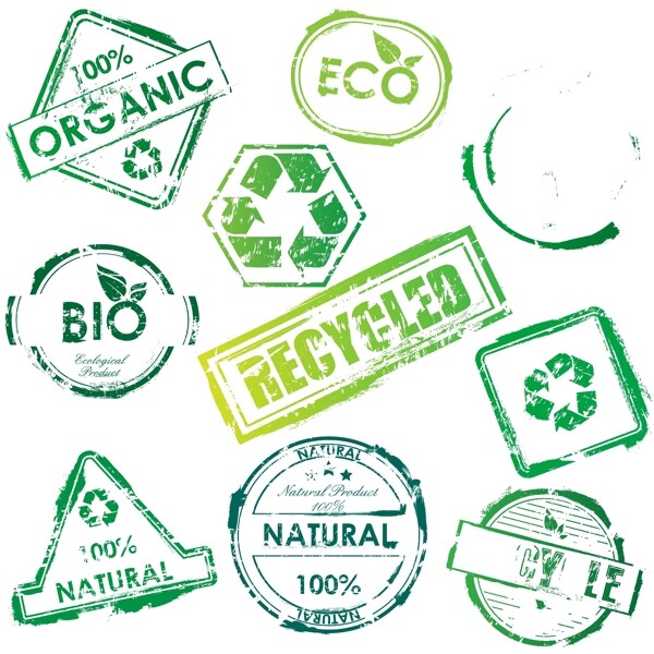 邮戳绿色环保标签贴纸图片