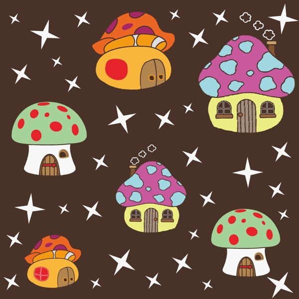 矢量蘑菇房子动画背景素材