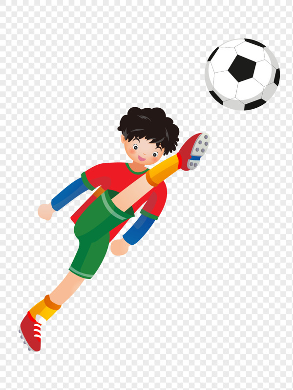 踢足球的中国男孩人物设计矢量图