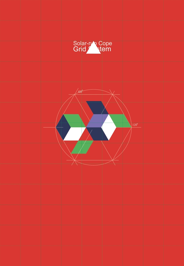 正方体形式变化圆形网格参考红色海报