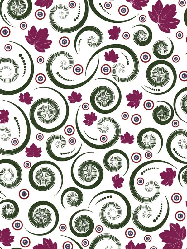 传统 欧式俄式花卉底图底纹  图案背景贴图 浅底螺旋旋转加小紫叶