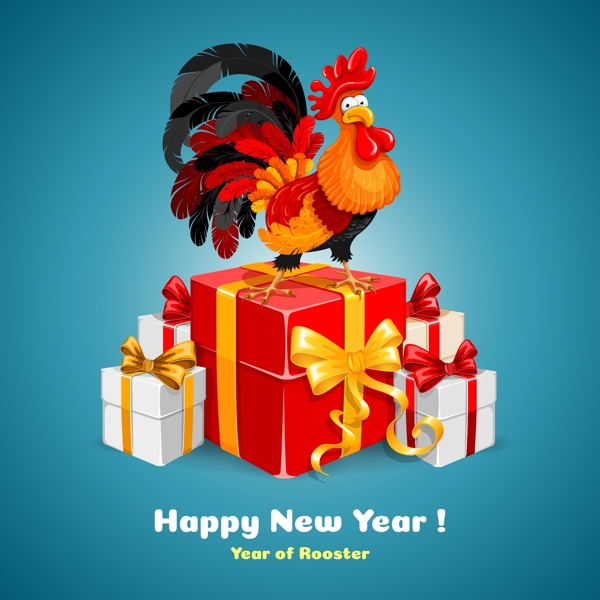 雞年圣誕節(jié)新年矢量素材