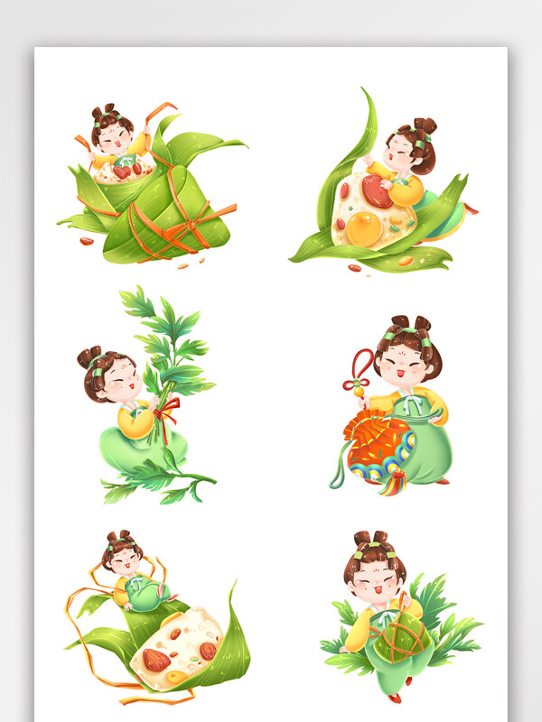 端午节中国风女孩吃粽子套图