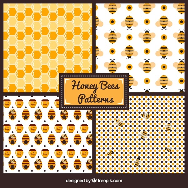 可爱的蜜蜂和蜜蜂的图案