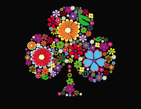 花組成的撲克梅花