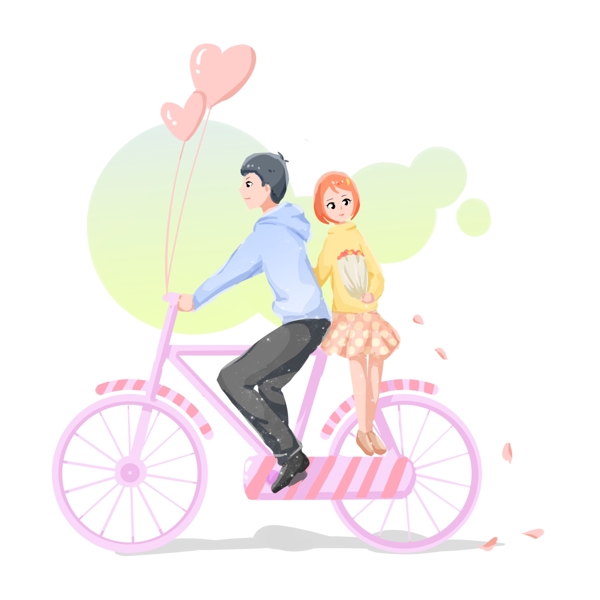 情人節(jié)人物和自行車