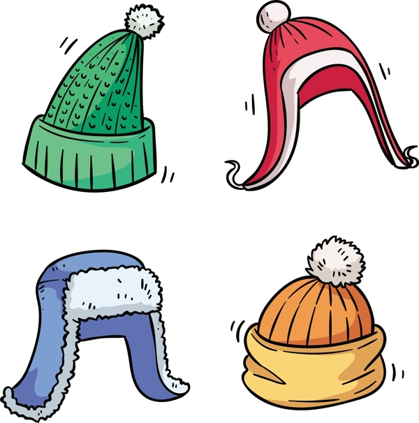 四款冬季卡通帽子素材