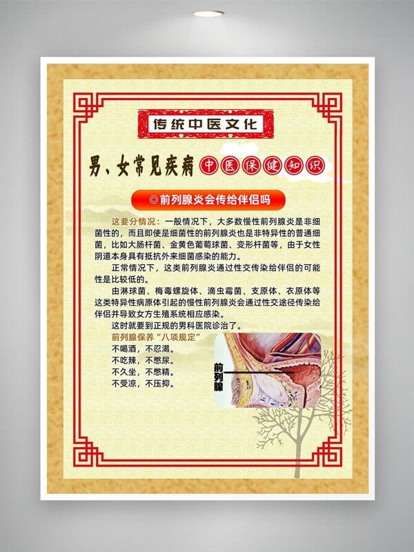 前列腺炎是否传染科普知识海报