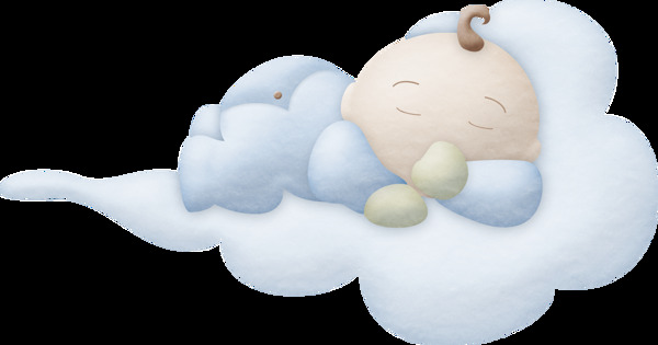 睡在云朵上的小婴儿透明素材
