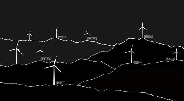 风力发电线描黑白图