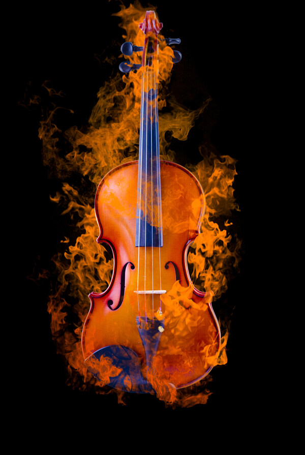 火焰中的小提琴图片