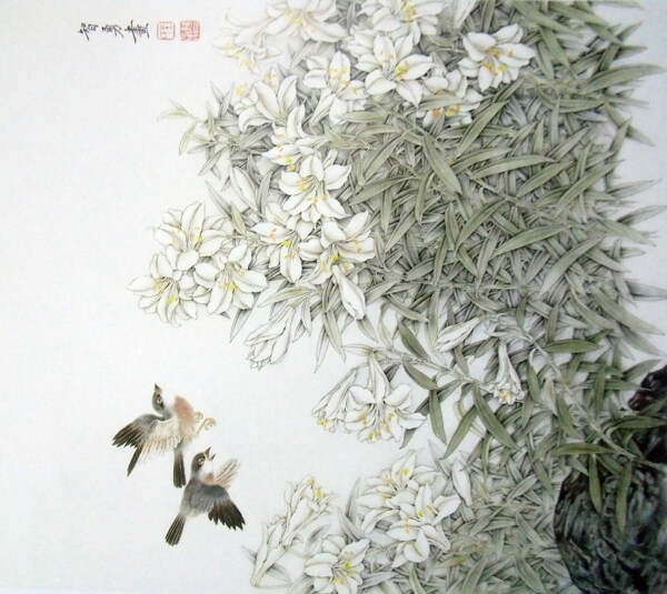 国画茶花图片