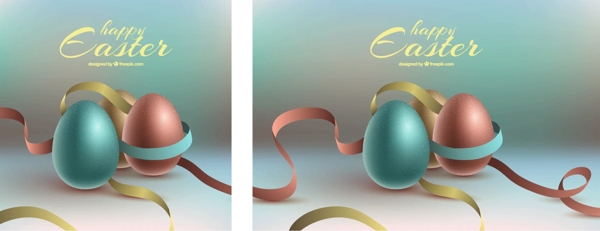 复活节彩蛋和丝带的现实背景