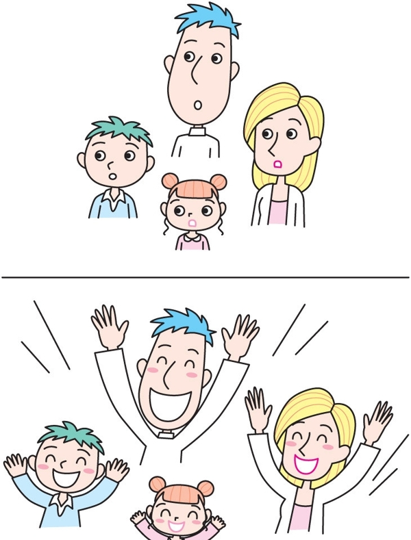 卡通幸福家庭一家人表情图片