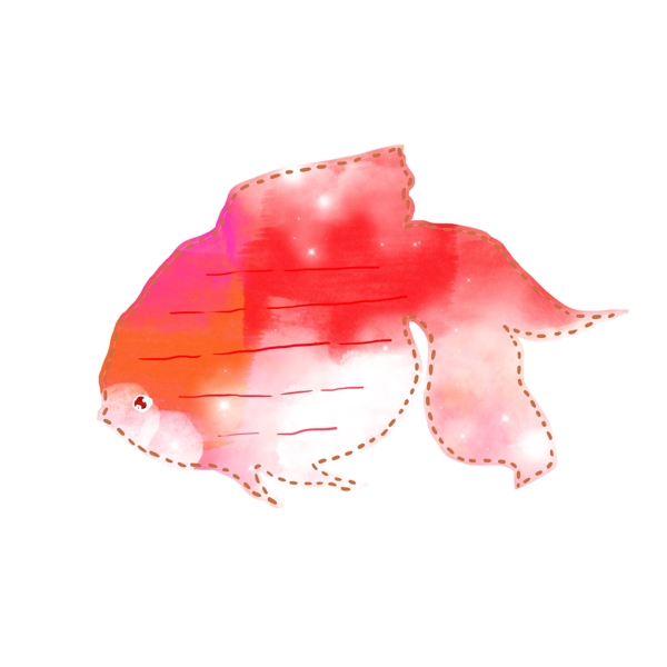 手绘动物金鱼便利贴对话框设计元素