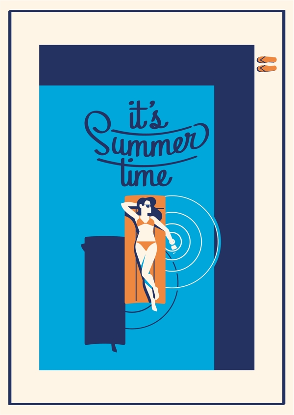 躺在水上夏日假期度假矢量海报背景