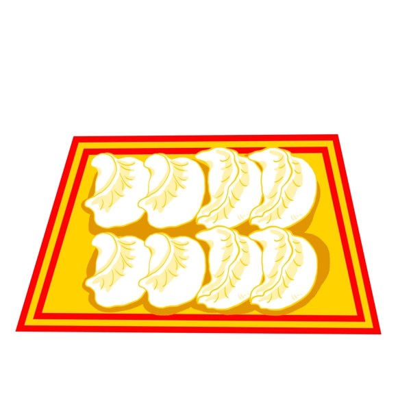 红边黄色盘子水饺画布