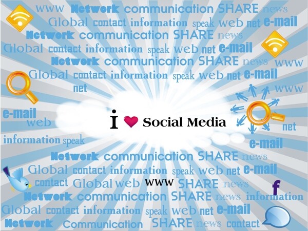 社交网络的主题显示各种文字连接到社会媒体