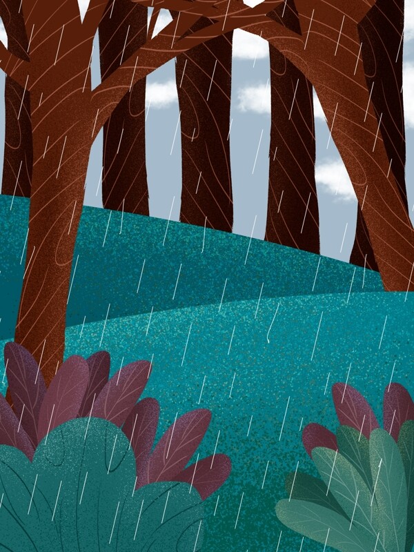雨季清新春季树林背景设计