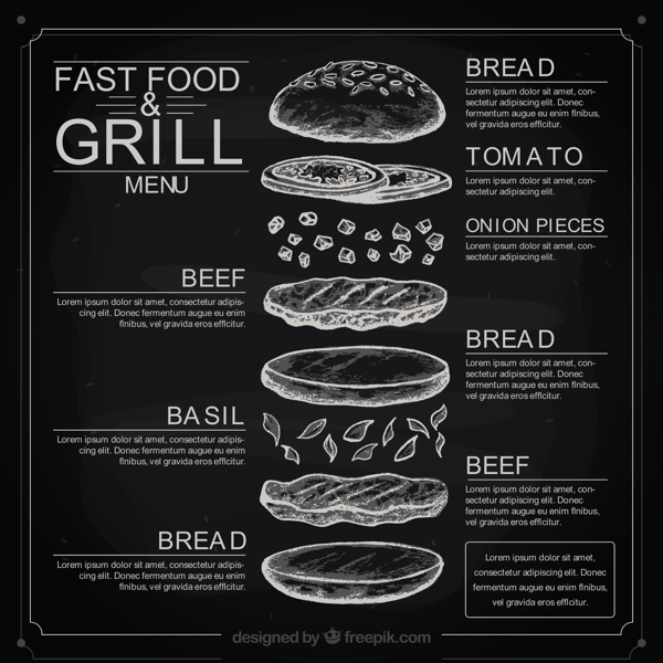 黑板上手绘快餐菜单