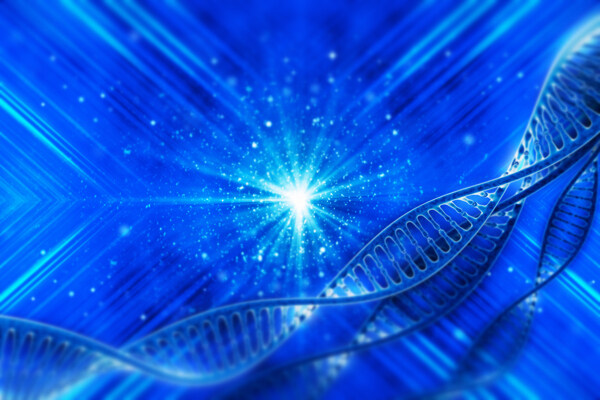 蓝色背景与DNA结构图片