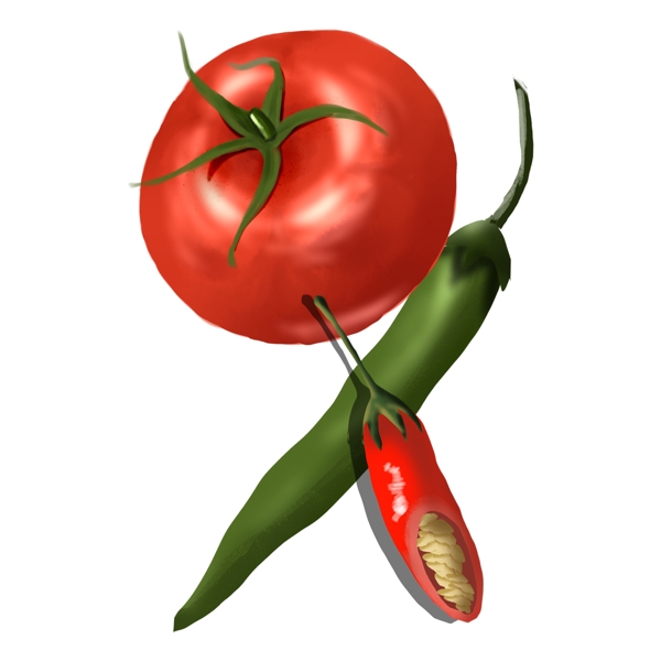卡通绿色蔬菜西红柿png元素