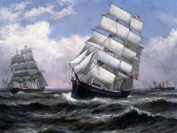 油画帆船