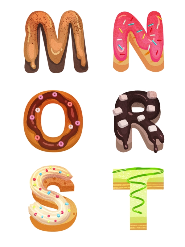 糖衣英文字母可爱手绘风字体