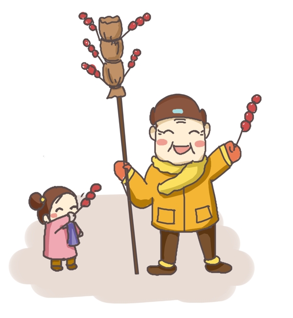 卖糖葫芦的传统老爷爷和小姑娘