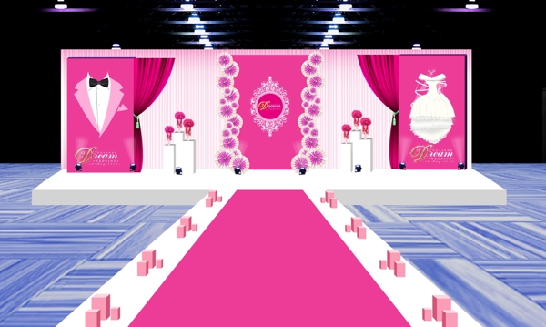紫红色婚礼舞台设计